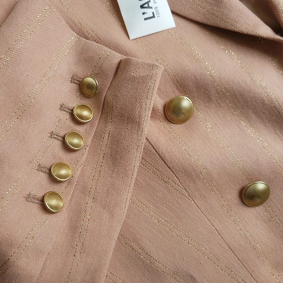 L'AGENCE Metallic Stripe Thread Crop Barbiecore Blazer - Picture 9 of 12